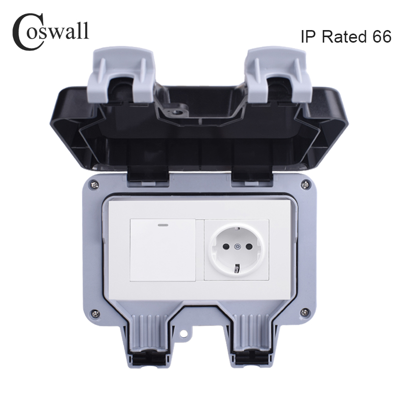 Outdoor Power Outlet Waterproof - Coswall-tomada de parede resistente às intempéries,