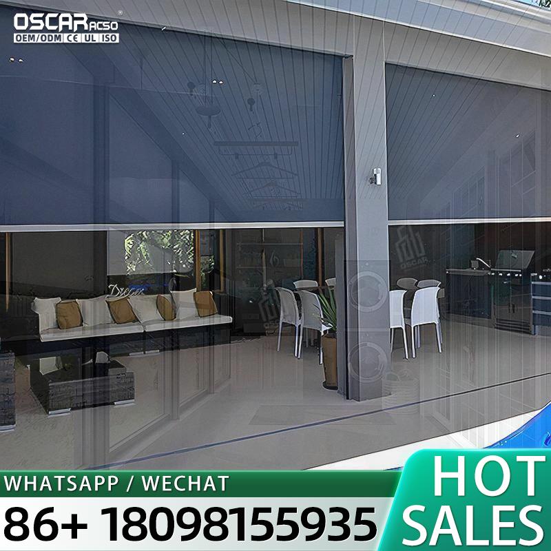 Outdoor Power Blinds - Dossel exterior branco de alumínio alimentado