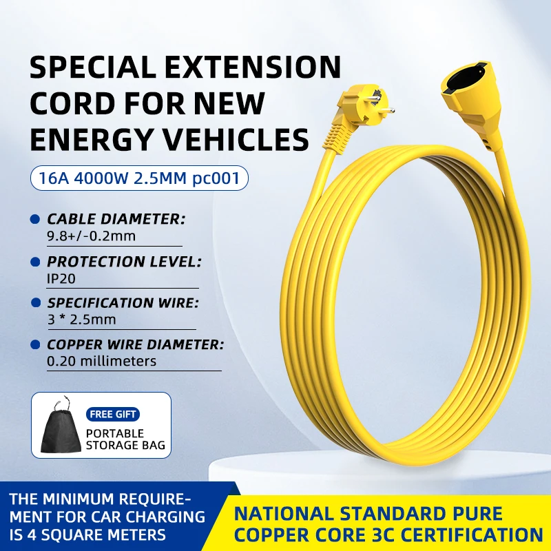 Outdoor Power Extension Cord - Tomada Elétrica Schuko EU 4KW 16A