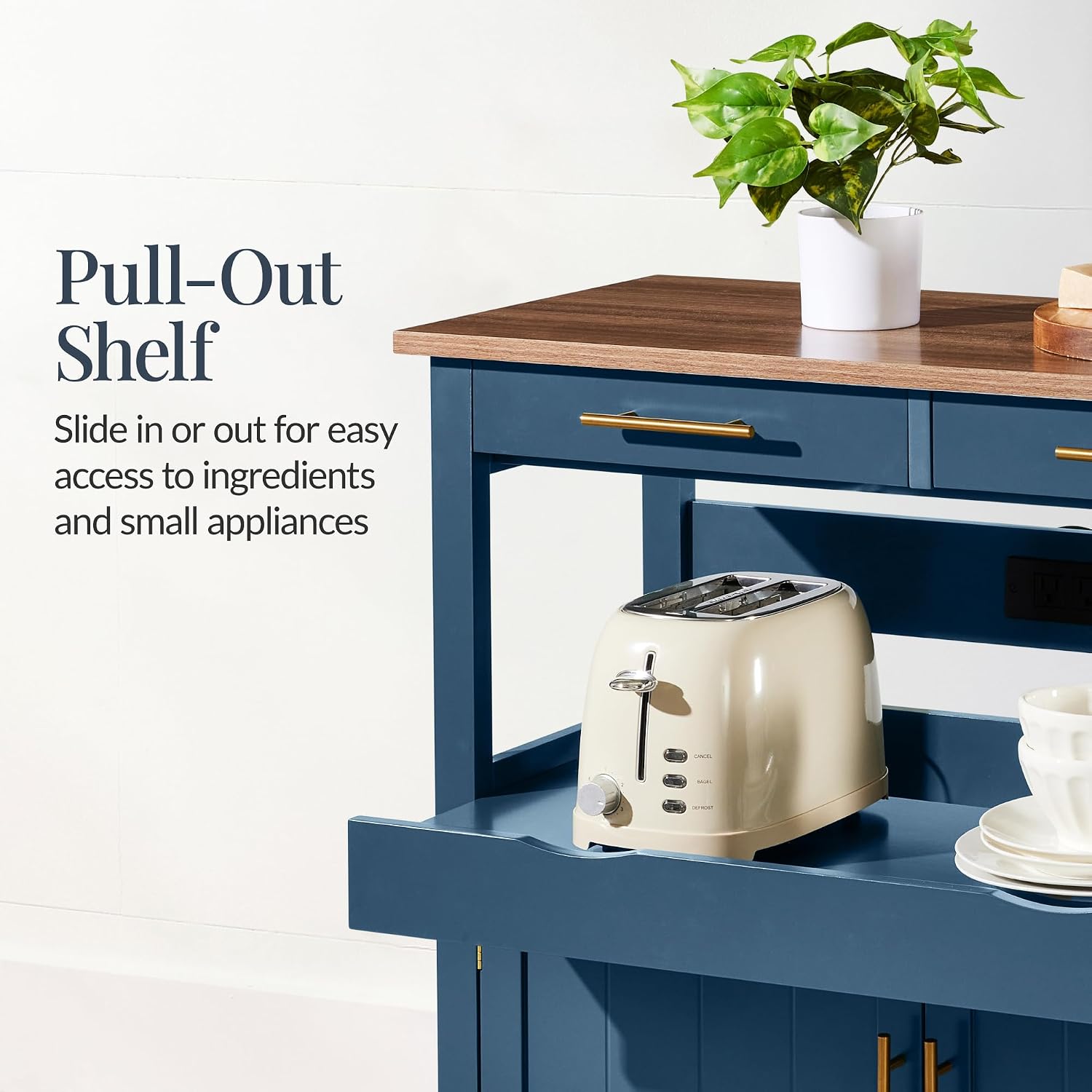 Outdoor Kitchen Power Outlet - Carrinho de Cozinha Grande com Rodas
