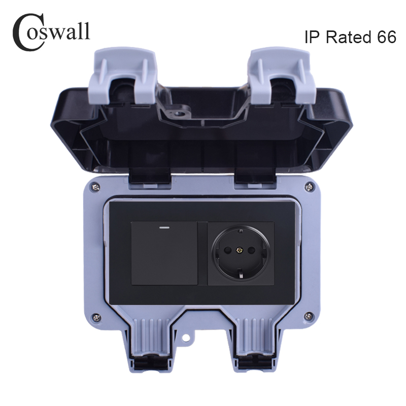 Coswall-tomada de parede resis - Outdoor Power Outlet Waterproof avaliação e preço